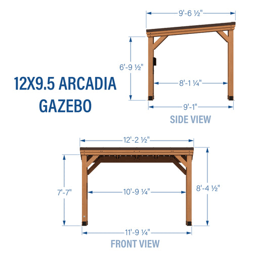 12ft x 9.5ft Arcadia Slope Roof Cedar Gazebo with PowerPort - Image 2