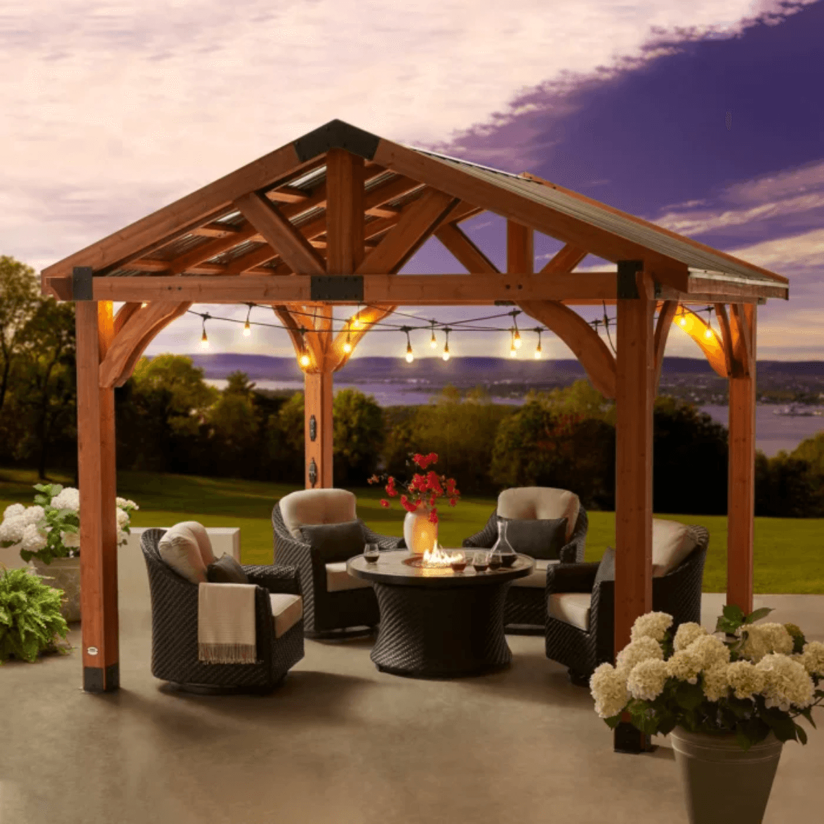 Brookdale 12x10 Cedar Wood Gazebo with PowerPort by - Image 2
