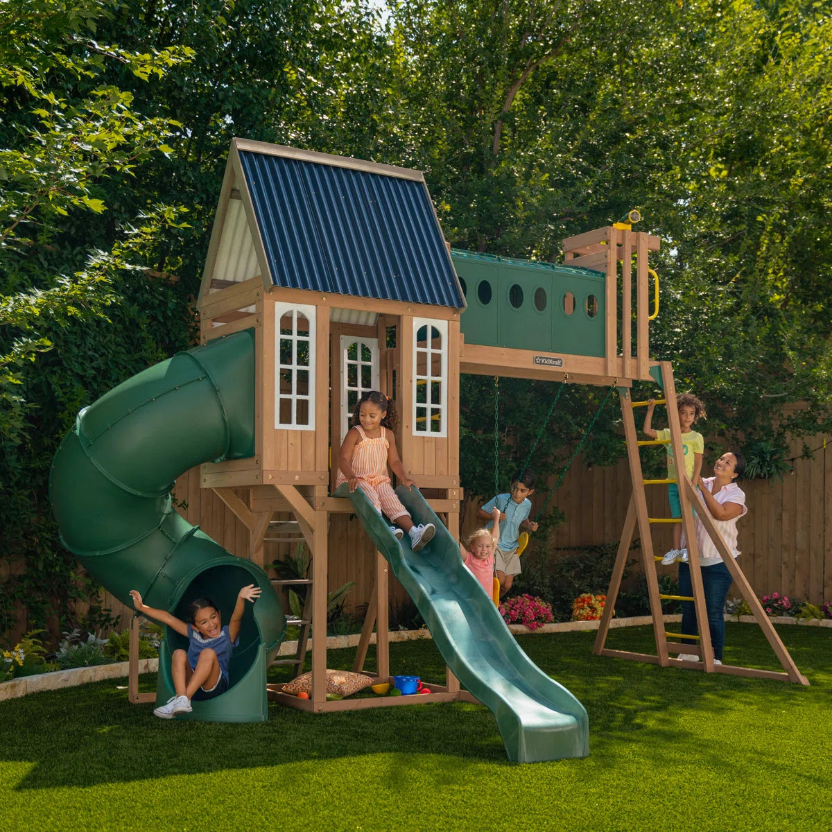 Skyway Resort Wooden Swing Set - Cedar Playset for Kids | F29340 - Image 2