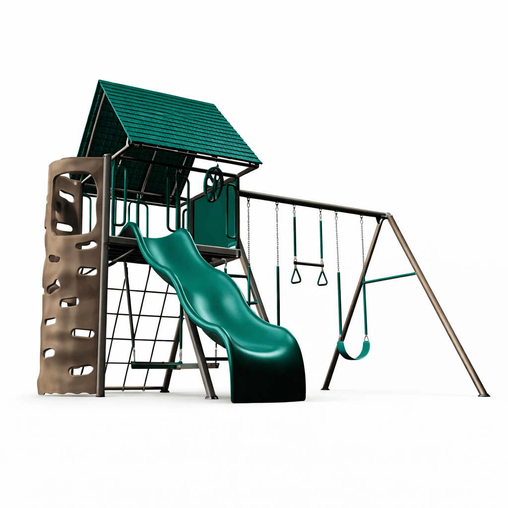 Big Stuff Swing Set - 9-Ft Slide, Swings & Clubhouse |