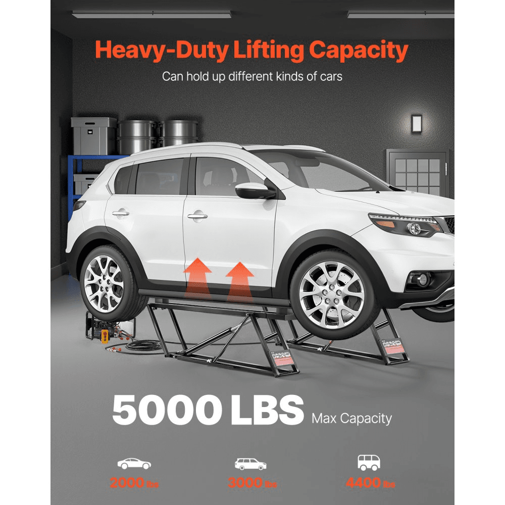 5,000 LB Adjustable Car Lift with Remote Control - Perfect for Home Garages