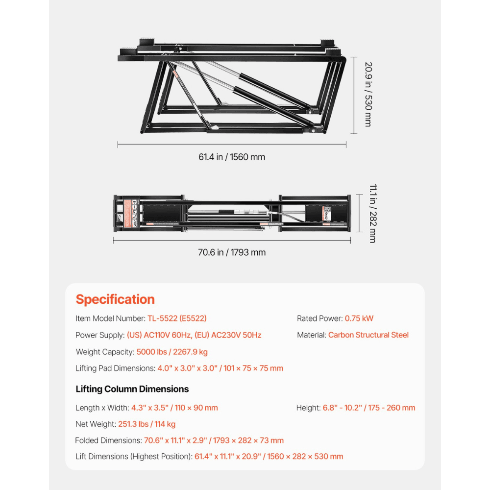 5,000 LB Adjustable Car Lift with Remote Control - Perfect for Home Garages - Image 8