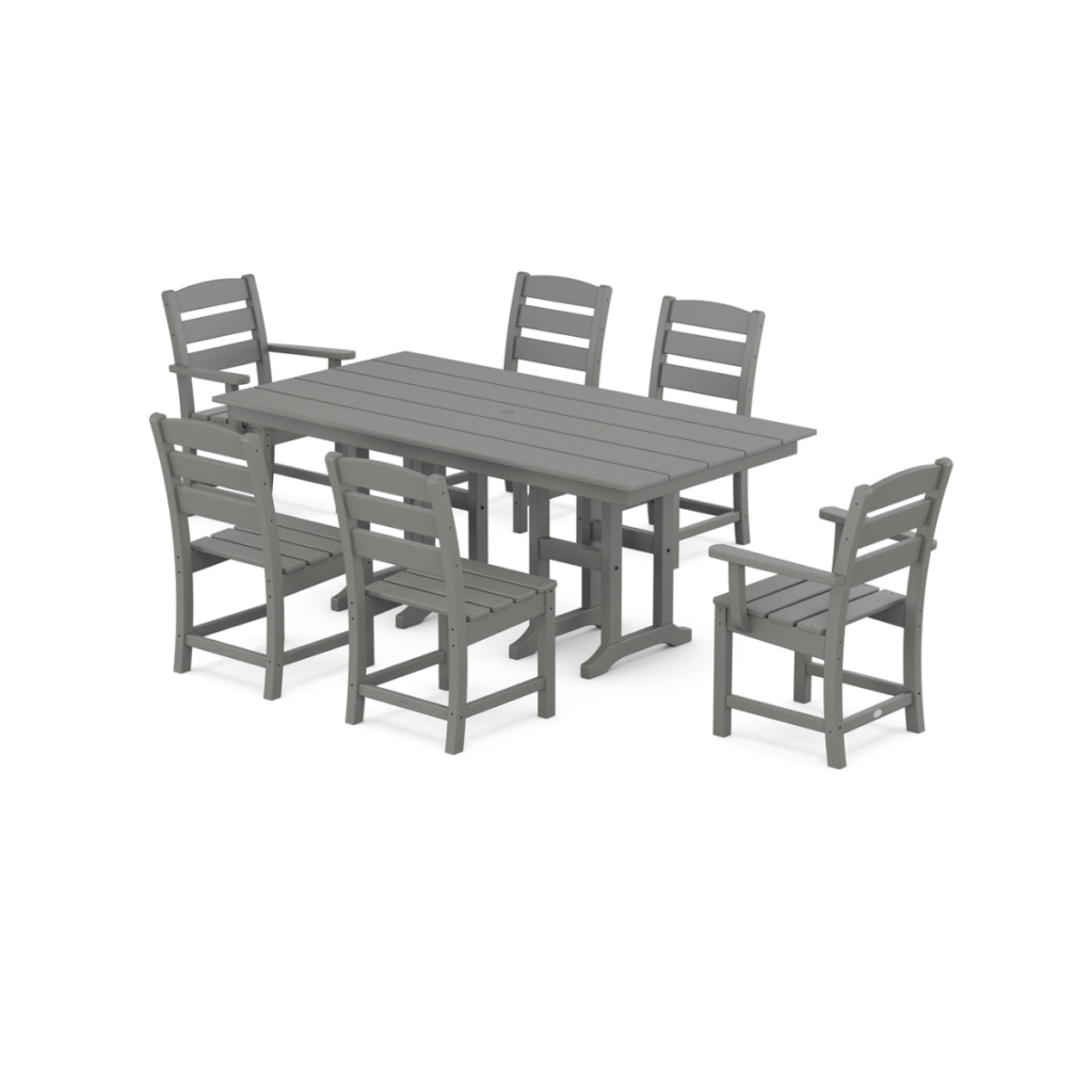 Lakeside 7-Piece Farmhouse Dining Set - Slate Grey