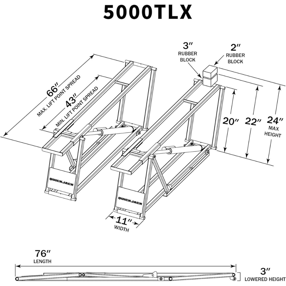 5000TLX - Extended-Length Portable Lift (5,000 lbs Capacity) - Image 8