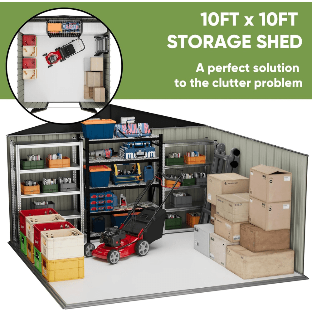 10 ft. W x 10 ft. D Outdoor Metal Storage Shed in Gray (100 sq. ft.) - Image 3