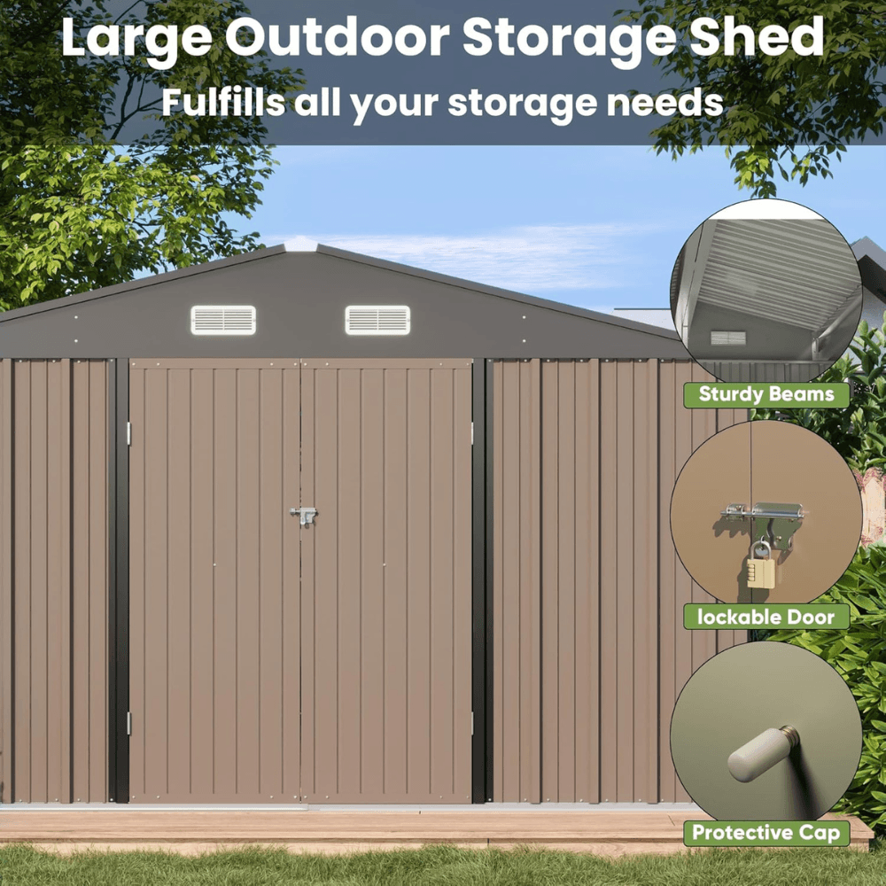 10 ft. W x 10 ft. D Outdoor Metal Storage Shed in Gray (100 sq. ft.) - Image 4