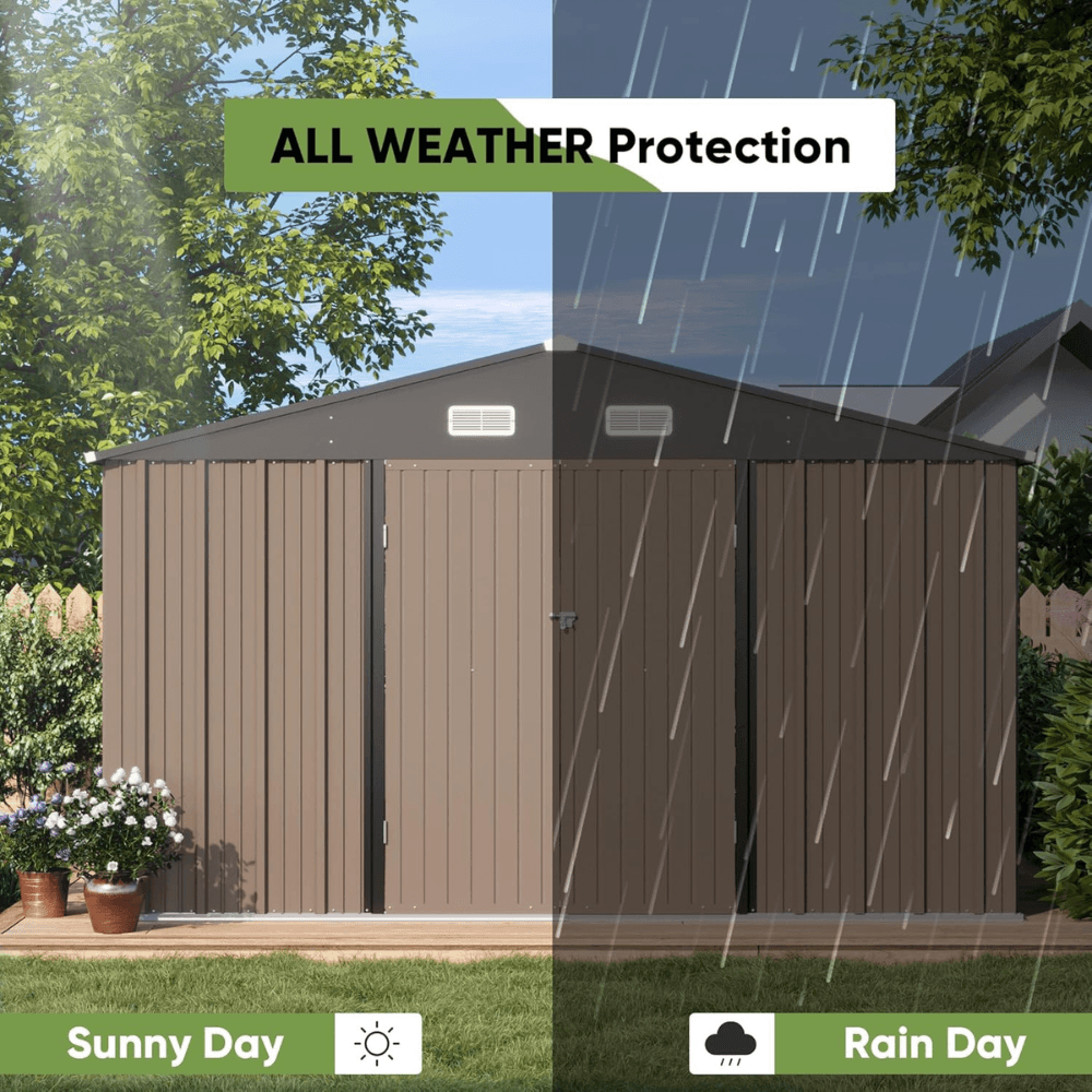 10 ft. W x 10 ft. D Outdoor Metal Storage Shed in Gray (100 sq. ft.) - Image 5