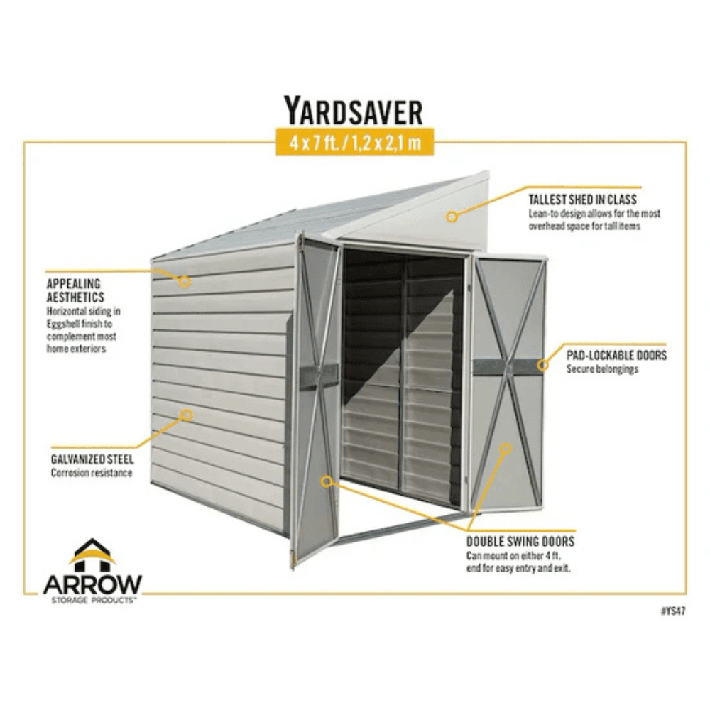 4 ft. x 7 ft. Yardsaver Galvanized Steel Storage Shed - Image 9