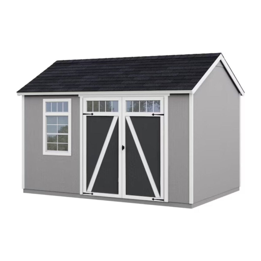 12-ft x 8-ft Gable Style Wood Outdoor Storage Shed with Windows and Doors
