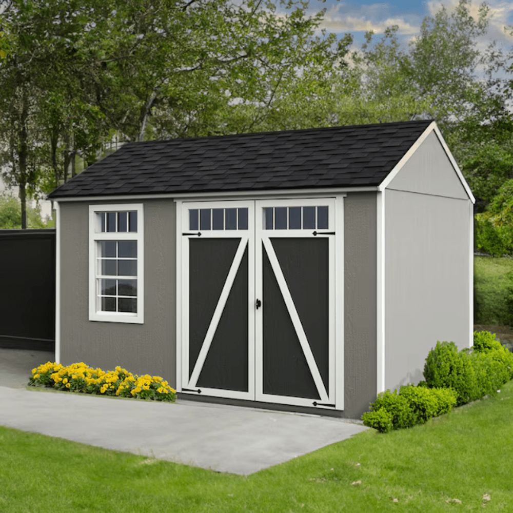 12-ft x 8-ft Gable Style Wood Outdoor Storage Shed with Windows and Doors - Image 2