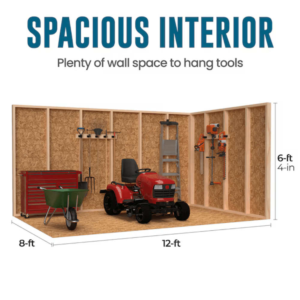 12-ft x 8-ft Gable Style Wood Outdoor Storage Shed with Windows and Doors - Image 3