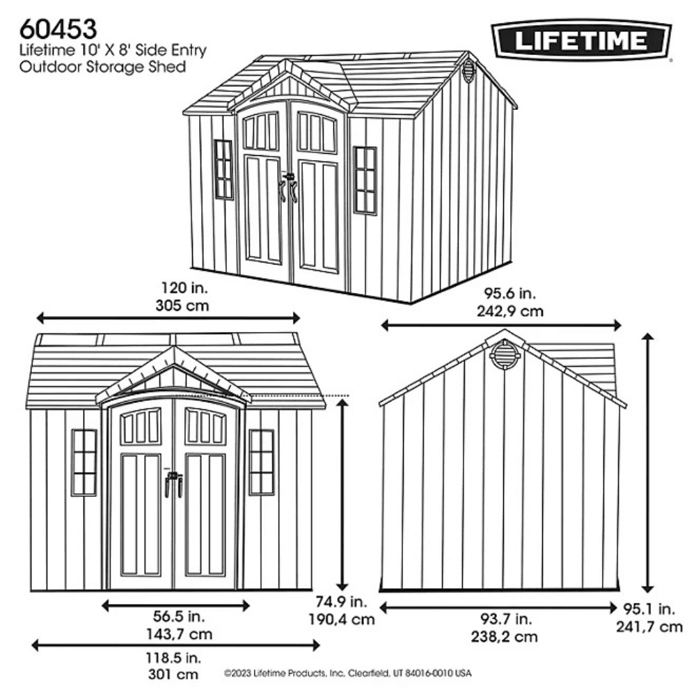 10′ x 8′ Outdoor Storage Shed, Gray - Image 4