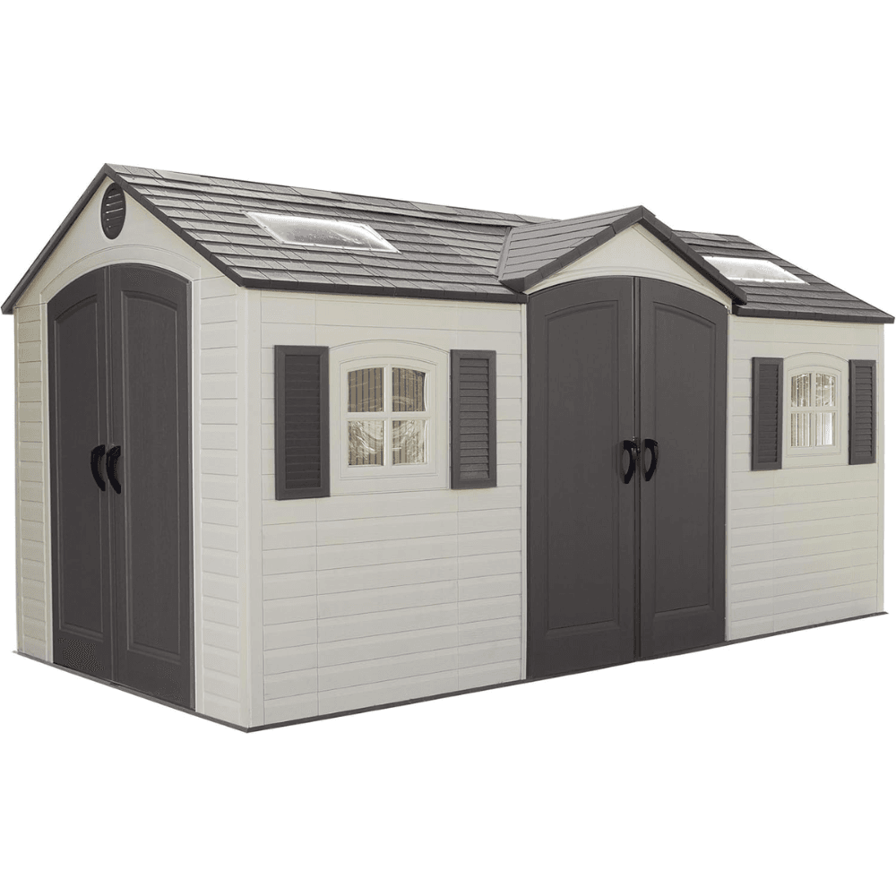 15 Ft. x 8 Ft. High-Density Polyethylene (Plastic) Outdoor Storage Shed with Steel-Reinforced Construction