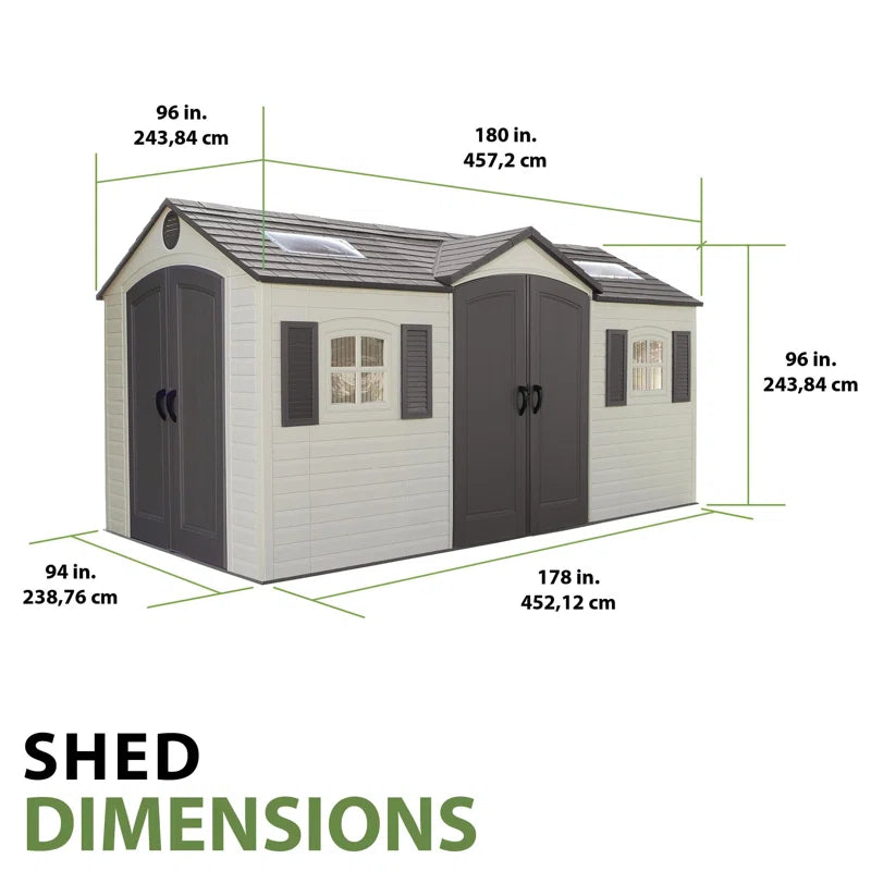 15 Ft. x 8 Ft. High-Density Polyethylene (Plastic) Outdoor Storage Shed with Steel-Reinforced Construction - Image 4