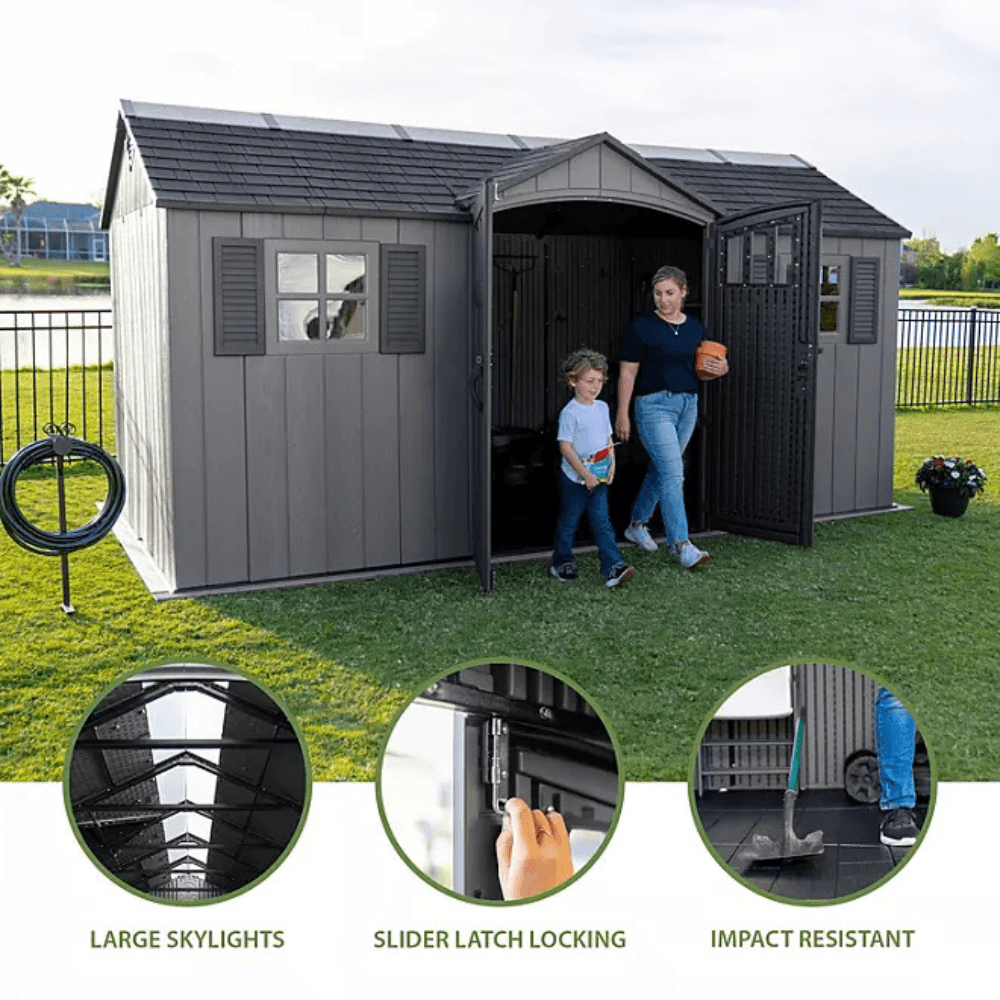 15′ x 8′ Dual Entry Outdoor Storage Shed, Gray - Image 8