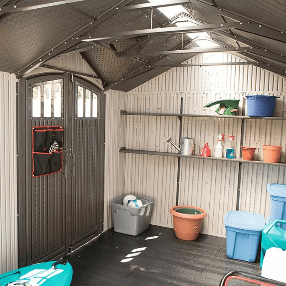 8′ x 17.5′ Outdoor Storage Shed Dual Entry, Tan - Image 5