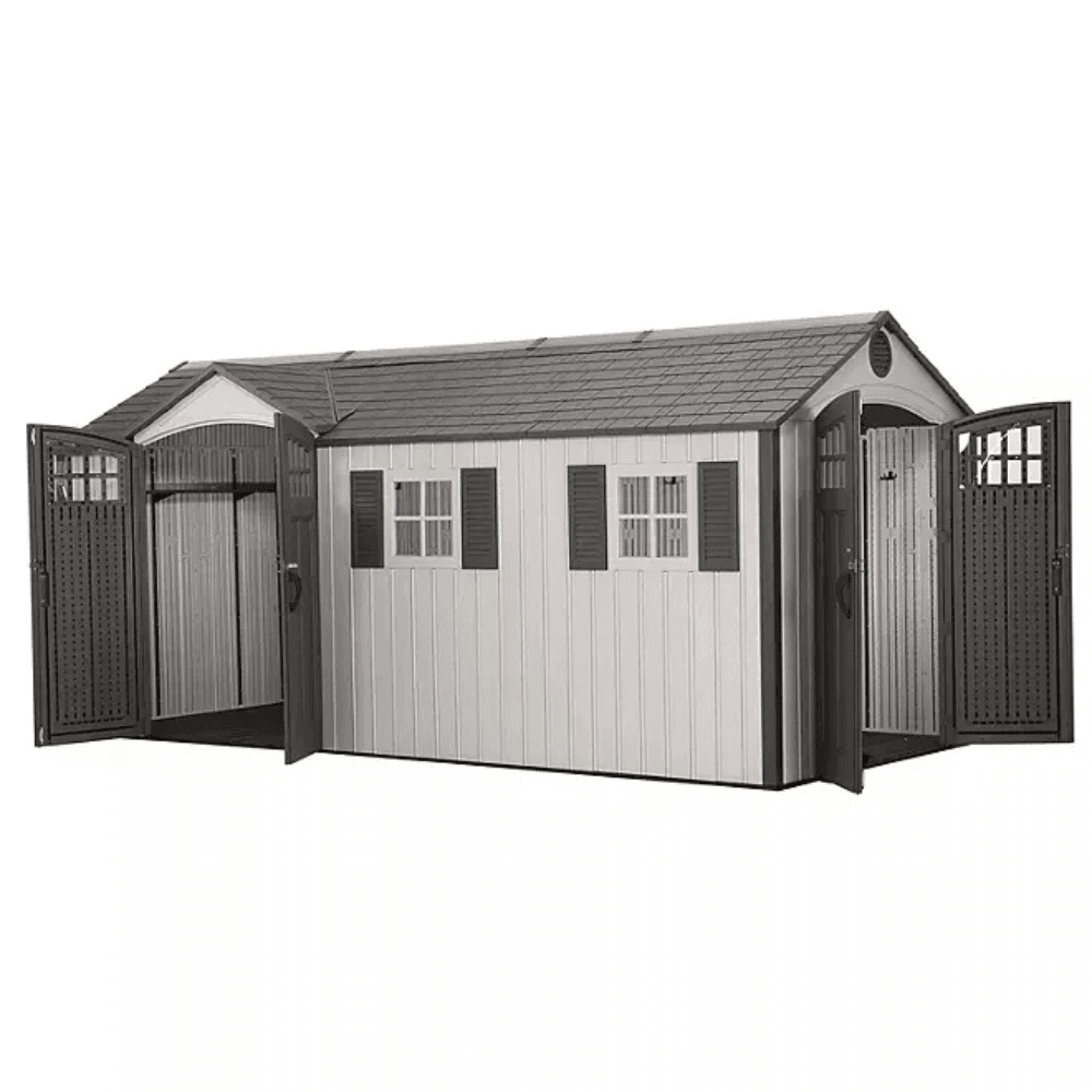 8′ x 17.5′ Outdoor Storage Shed Dual Entry, Tan - Image 8