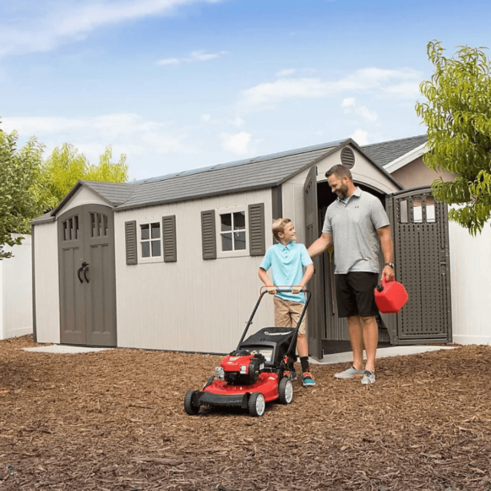 8′ x 17.5′ Outdoor Storage Shed Dual Entry, Tan - Image 9