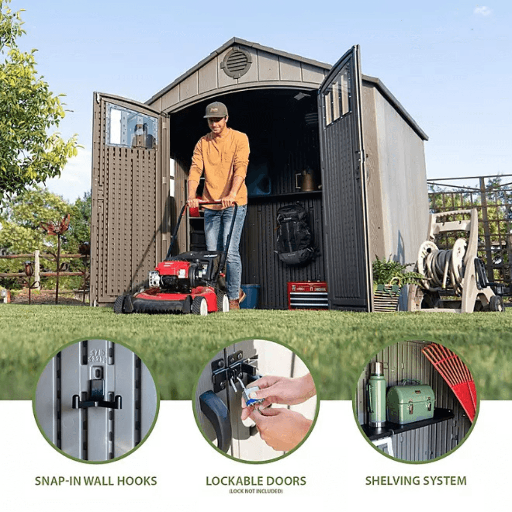 8' x 7.5' Outdoor Storage Shed, Light Brown - Image 2