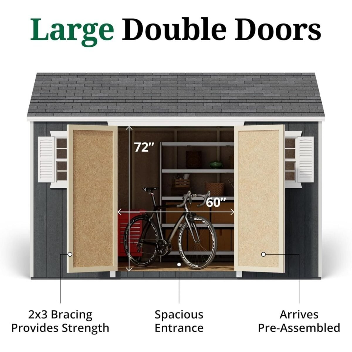 10x12 Shed with Operable Windows, Outdoor Wood Storage Do-It-Yourself Precut Kit - Image 4