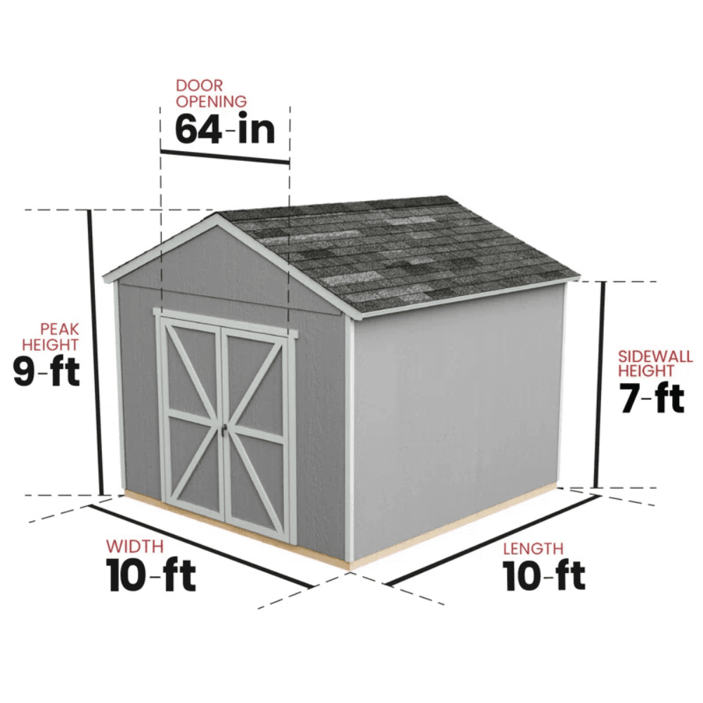 10 ft. W x 10 ft. D Wood Storage Shed With Floor - Image 2