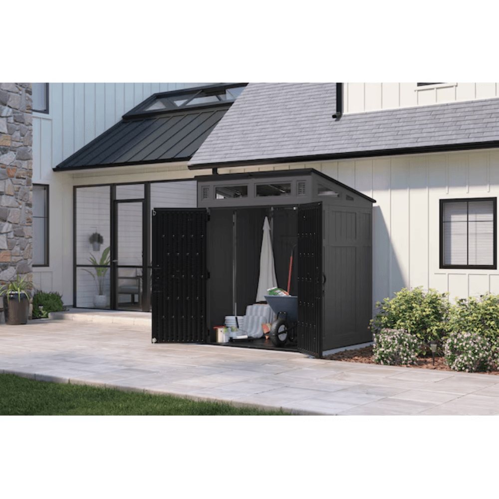 6-Feet x 4-Feet Lean-to Resin Storage Shed (Floor Included) in Gray | - Image 10