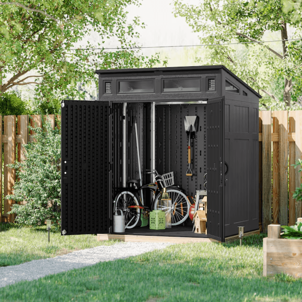 6-Feet x 4-Feet Lean-to Resin Storage Shed (Floor Included) in Gray | - Image 3
