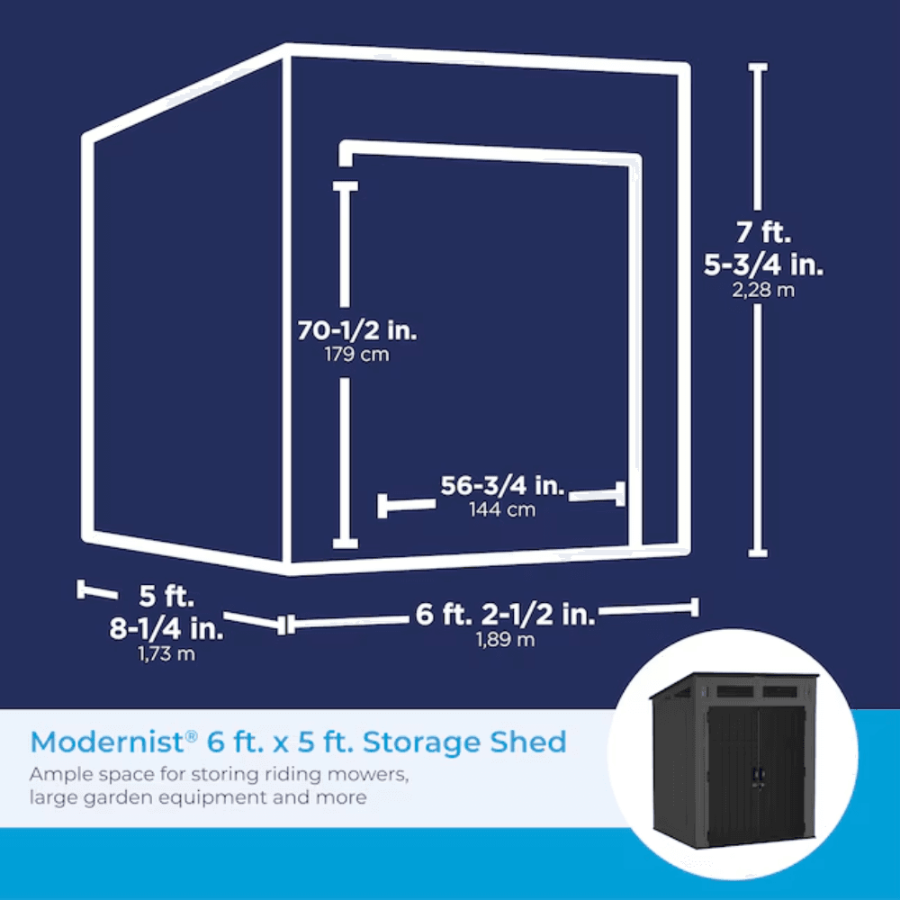 6-Feet x 4-Feet Lean-to Resin Storage Shed (Floor Included) in Gray | - Image 7