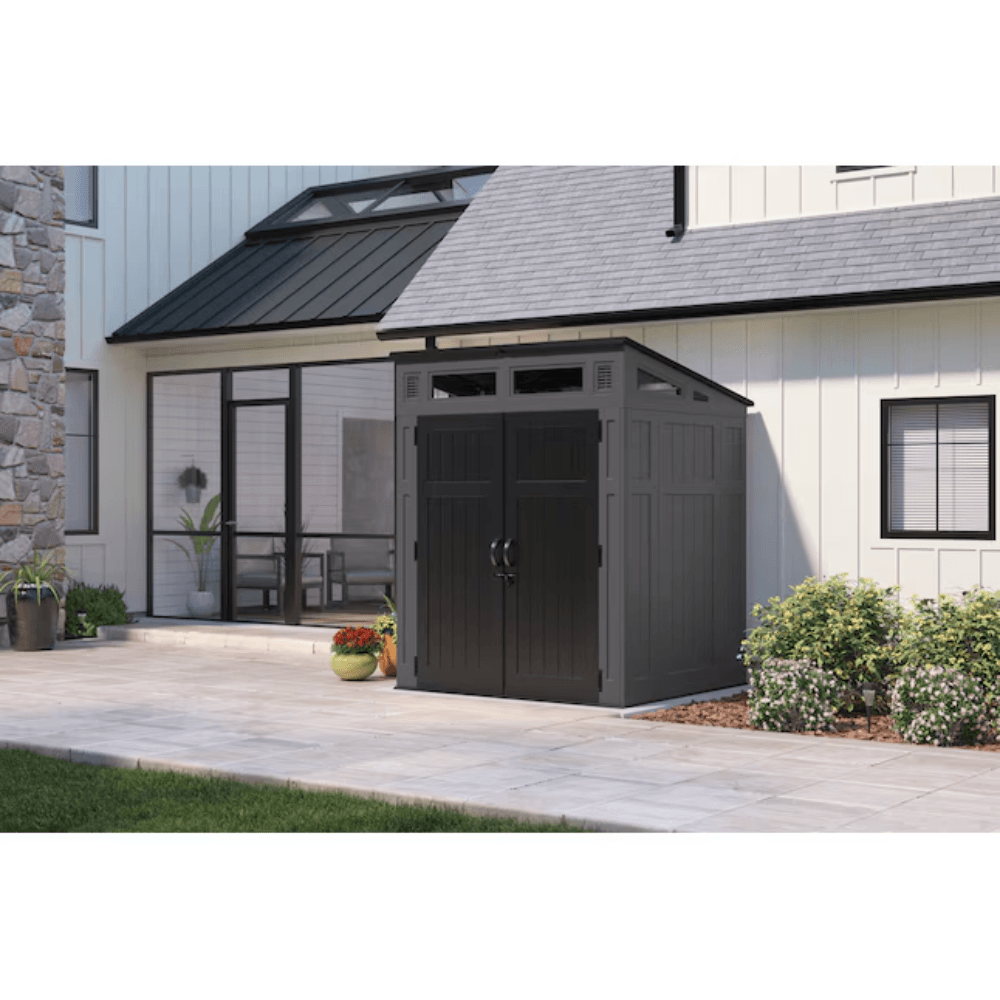 6-Feet x 4-Feet Lean-to Resin Storage Shed (Floor Included) in Gray | - Image 9