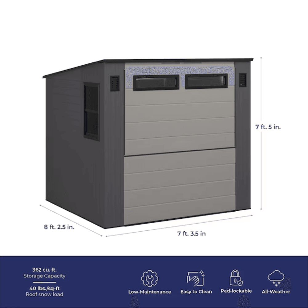 Shed 8 ft. x 7 ft. Resin Storage Shed (Floor Included) - Image 4