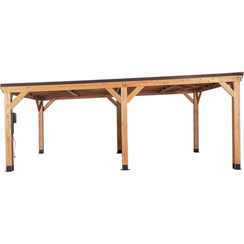 20′ x 20′ Cedar Wood Carport with Steel Roof