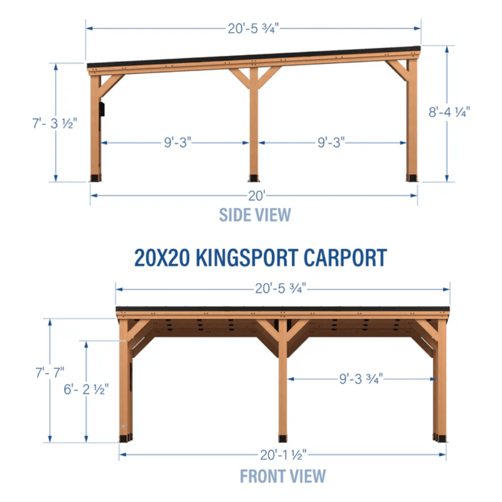 20′ x 20′ Cedar Wood Carport with Steel Roof - Image 12