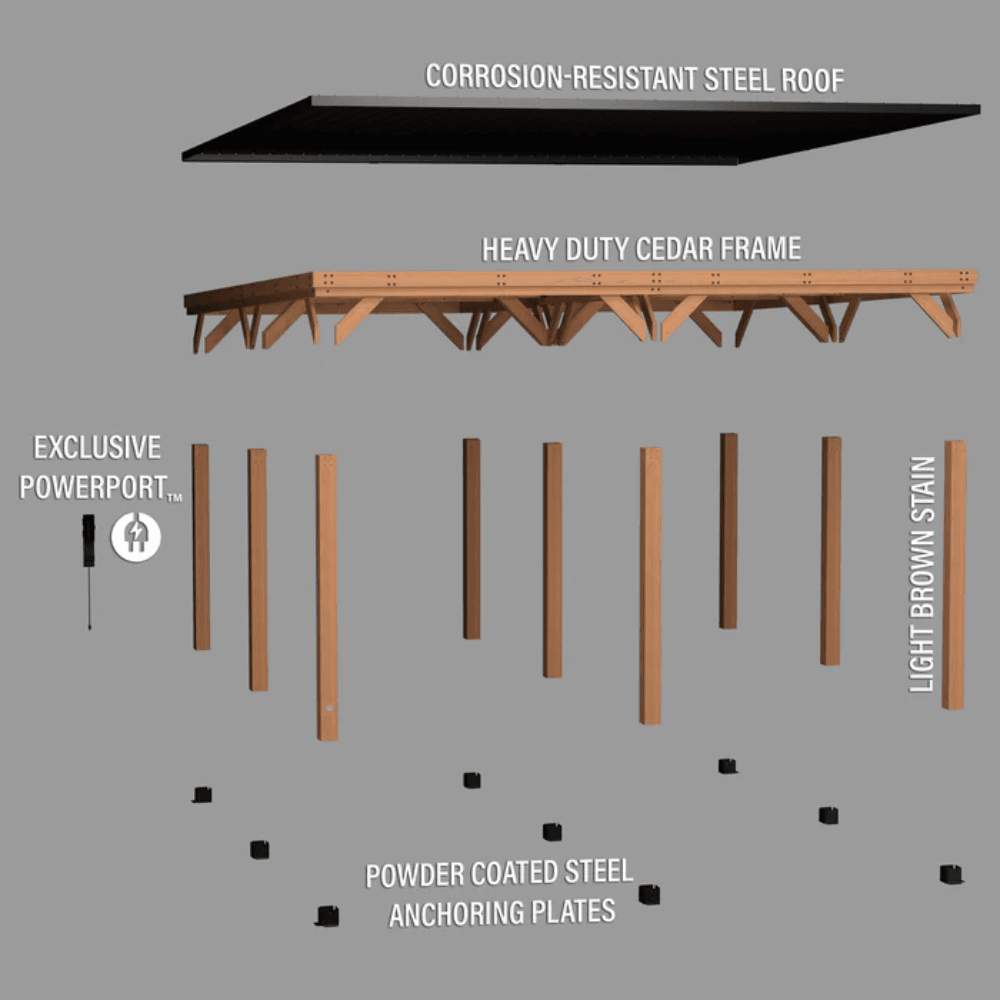 20′ x 20′ Cedar Wood Carport with Steel Roof - Image 2