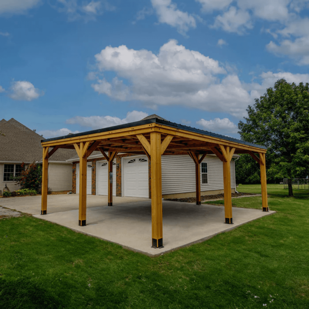 20′ x 20′ Cedar Wood Carport with Steel Roof - Image 6