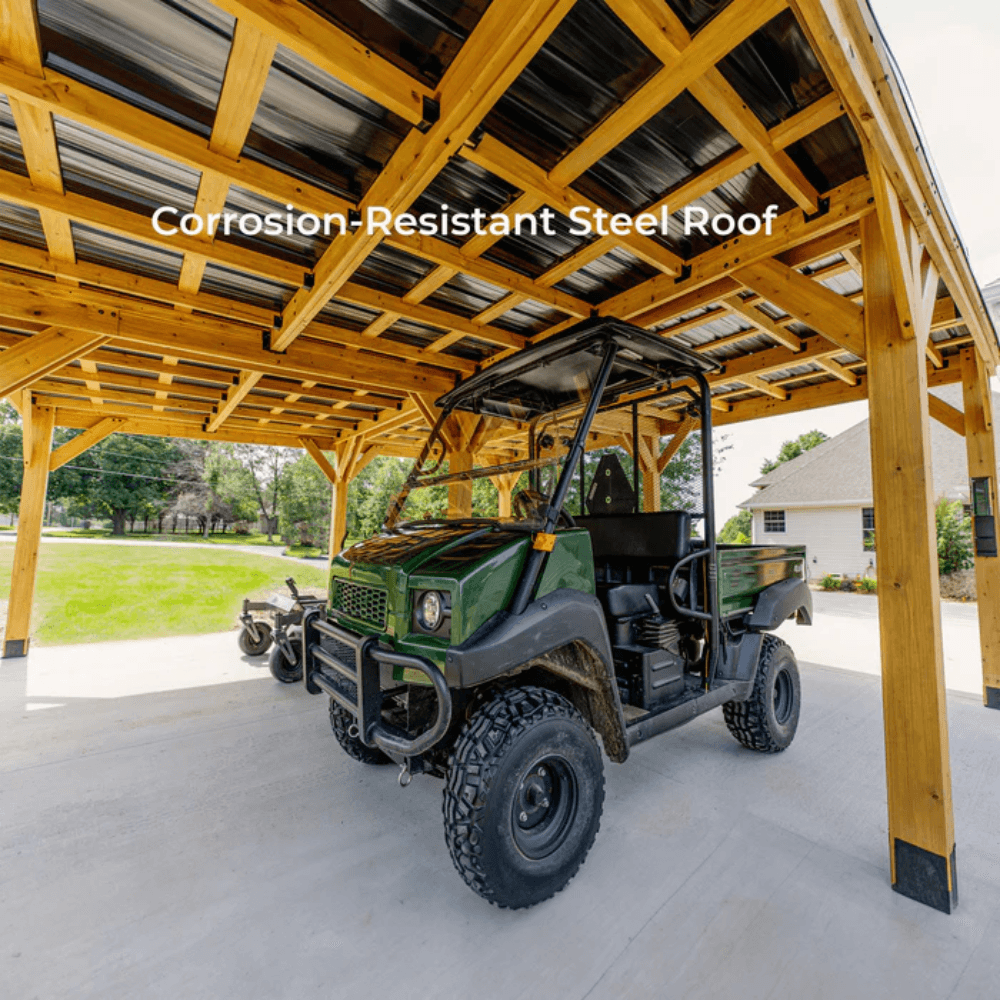 20′ x 20′ Cedar Wood Carport with Steel Roof - Image 8