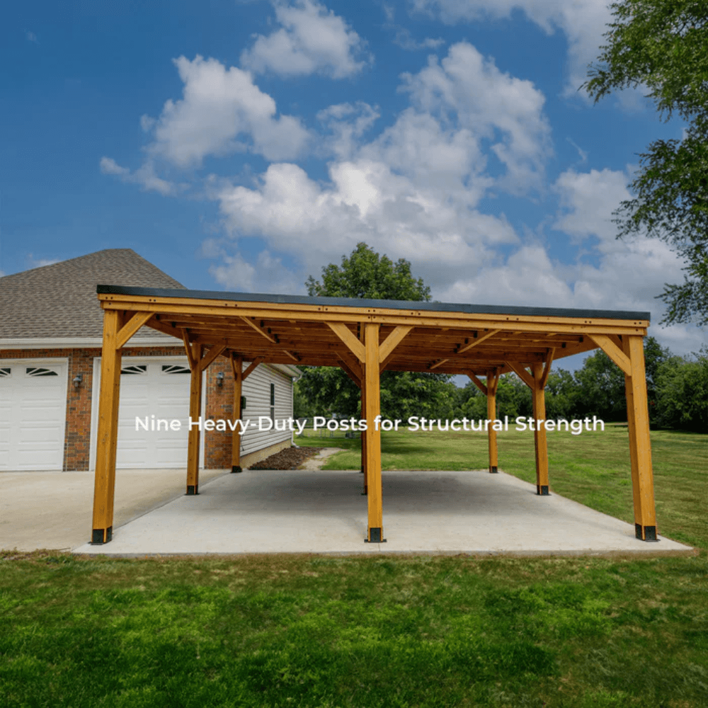 20′ x 20′ Cedar Wood Carport with Steel Roof - Image 9