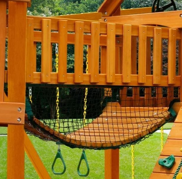 Treehouse Wooden Swing Set with Tube Slide, Rope Ladder, and Sandbox - Image 4