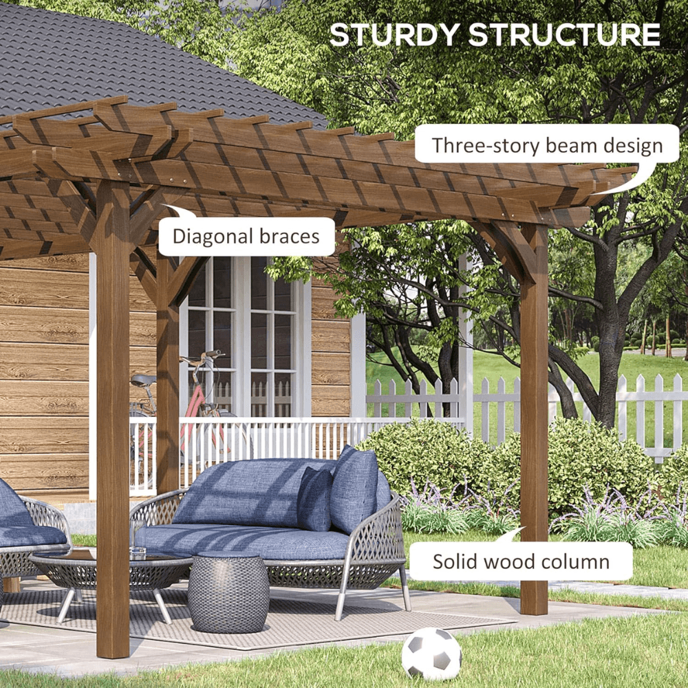 12′ x 20′ DIY Deck Outdoor Wood Pergola - Image 2