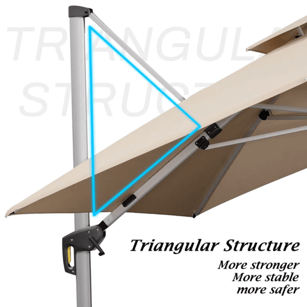 Double Top Deluxe Solar Powered LED Square Patio Umbrella - Image 10