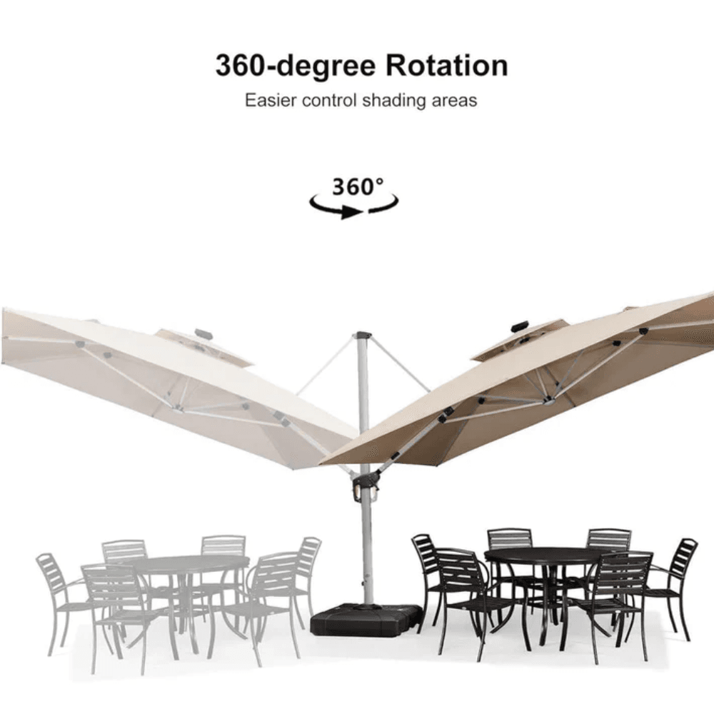 Double Top Deluxe Solar Powered LED Square Patio Umbrella - Image 11