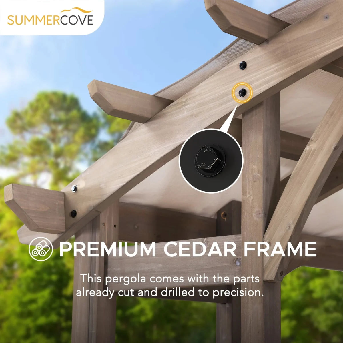 10 x 14 ft. Light Grey Outdoor Cedar Wood Framed Arched Pergola - Image 4