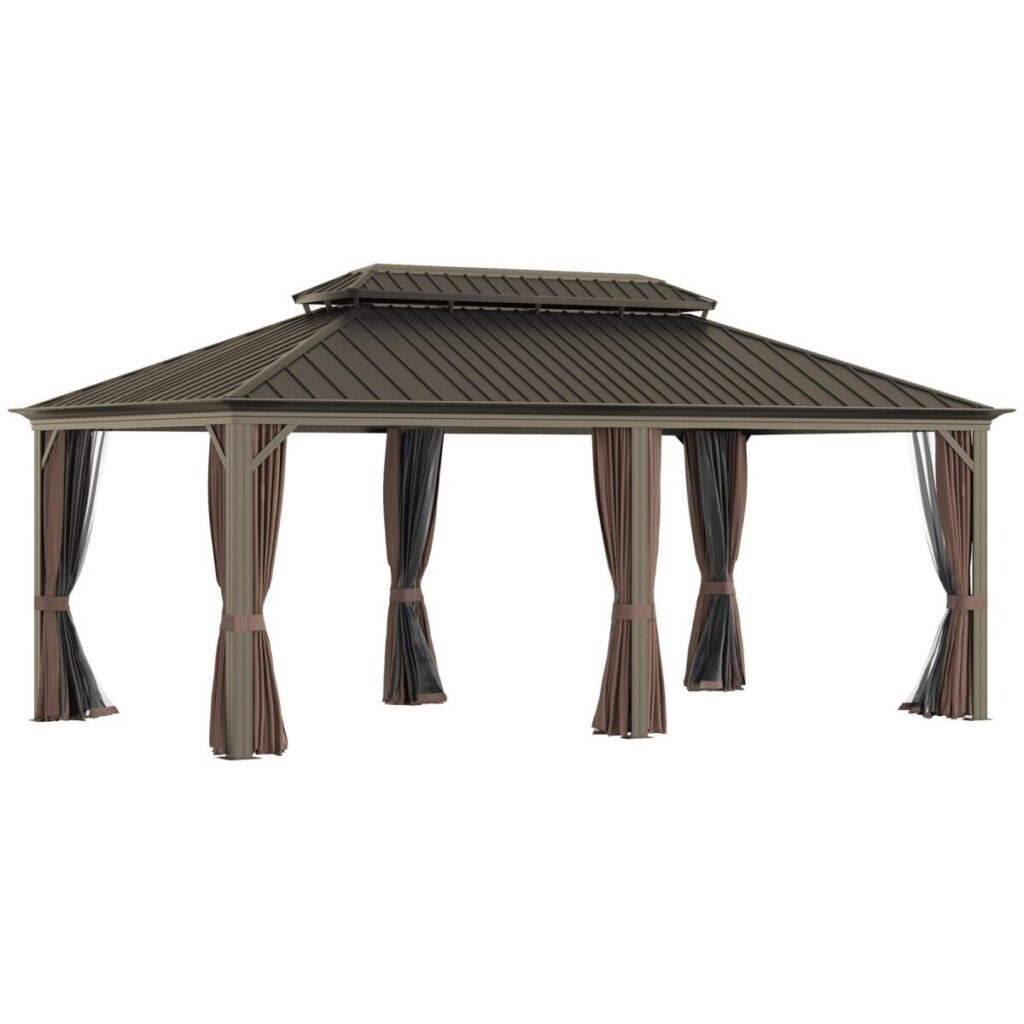 12x20 ft Hardtop Gazebo with Double Roof