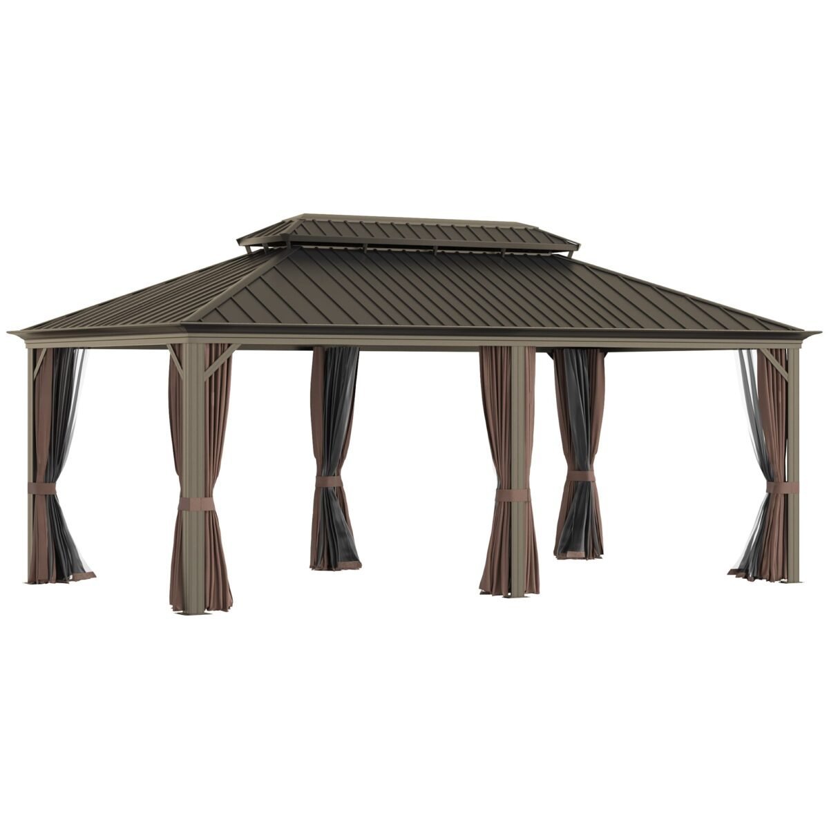 12x20 ft Hardtop Gazebo with Double Roof