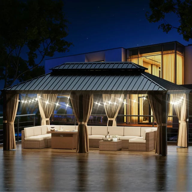 12x20 ft Hardtop Gazebo with Double Roof - Image 4