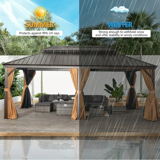 12x20 ft Hardtop Gazebo with Double Roof - Image 5