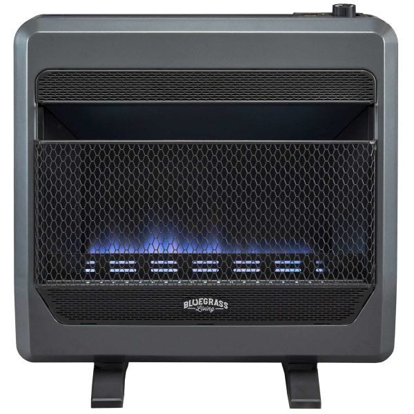 Natural Gas Vent Free Blue Flame Gas Space Heater With Blower and Base Feet - 30,000 BTU, T-Stat Control