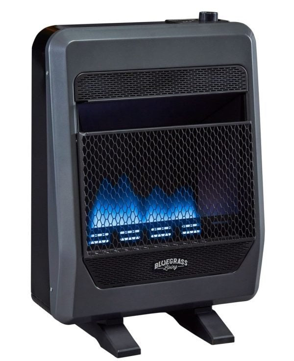 Propane Gas Vent Free Blue Flame Gas Space Heater With Blower and Base Feet - 20,000 BTU, T-Stat Control - Image 2