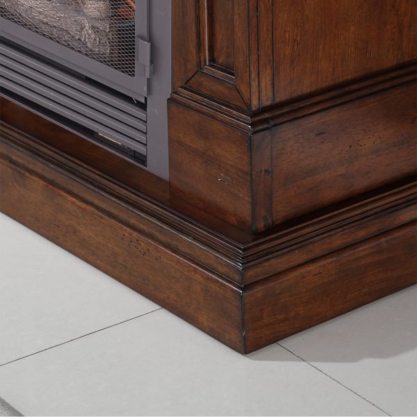 Dual Fuel Ventless Gas Fireplace With Mantel - 32,000 BTU, T-Stat. Control, Auburn Cherry Finish - Image 3