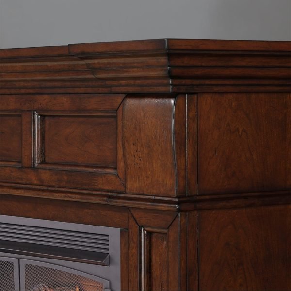 Dual Fuel Ventless Gas Fireplace With Mantel - 32,000 BTU, T-Stat. Control, Auburn Cherry Finish - Image 4