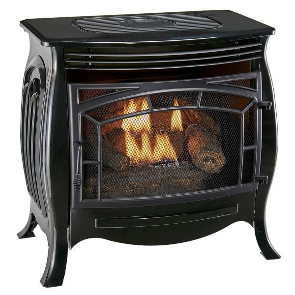 Dual Fuel Ventless Gas Stove - 26,000 BTU, Remote Control, Gloss Black Finish